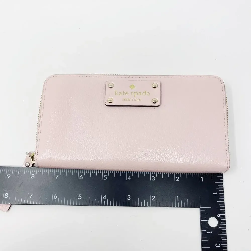Kate Spade Light Pink Neda Wellesley Leather Wallet Zip Top Closure Zip Pockets